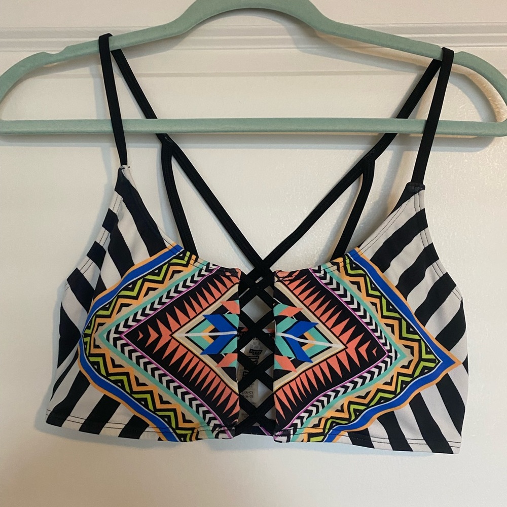 Multicolor Geometric Print Bikini Top